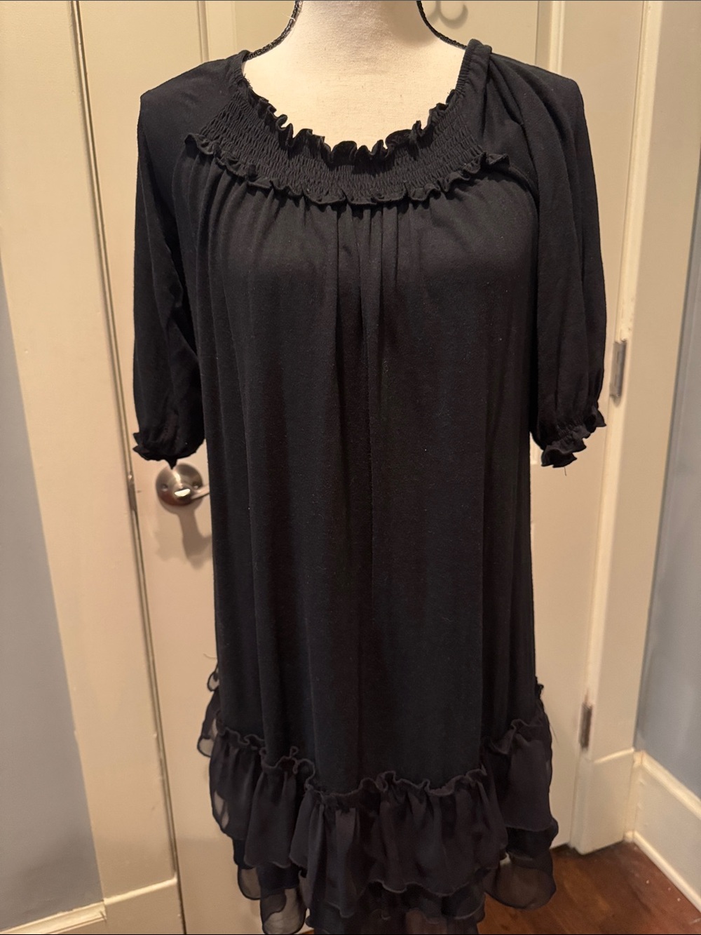 Black Ruffled Women's Top